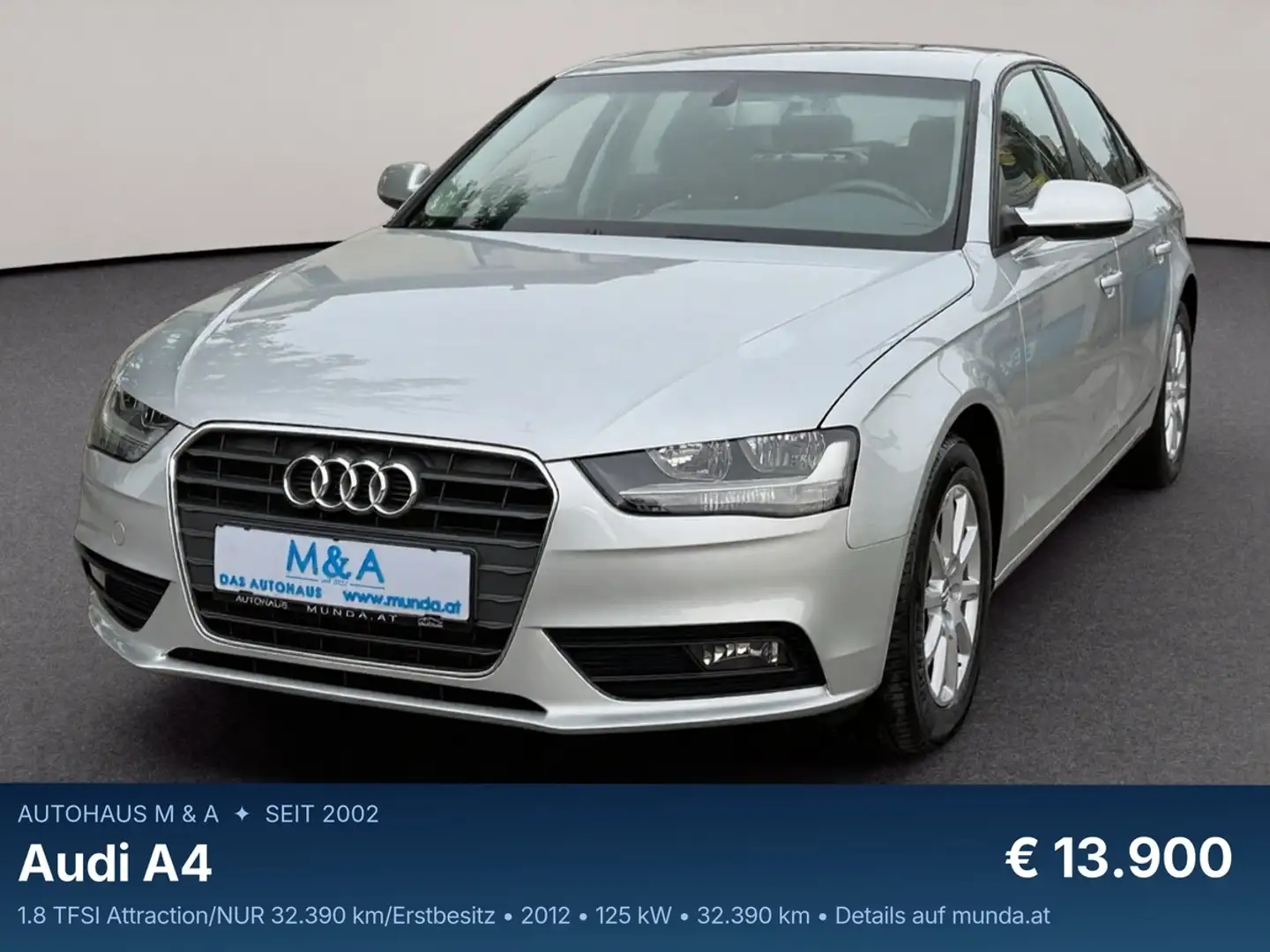 Audi A4 1.8 TFSI Attraction/NUR 32.390 km/Erstbesitz Grau - 1