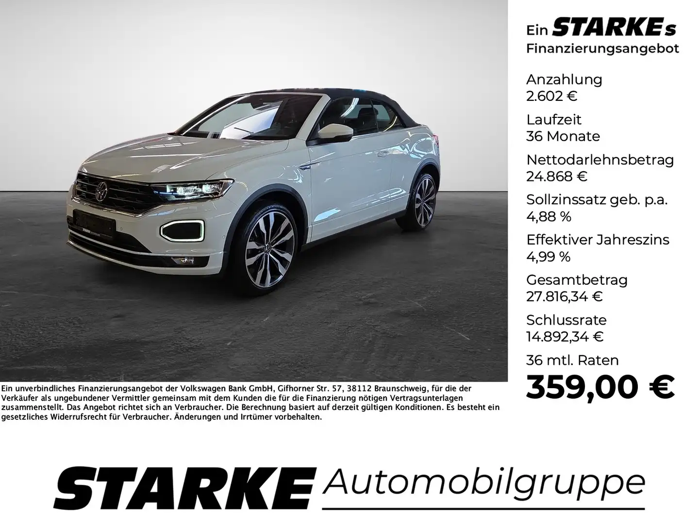 Volkswagen T-Roc Cabriolet 1.5 TSI DSG R-Line LED Navi Kamera Kl... Weiß - 1