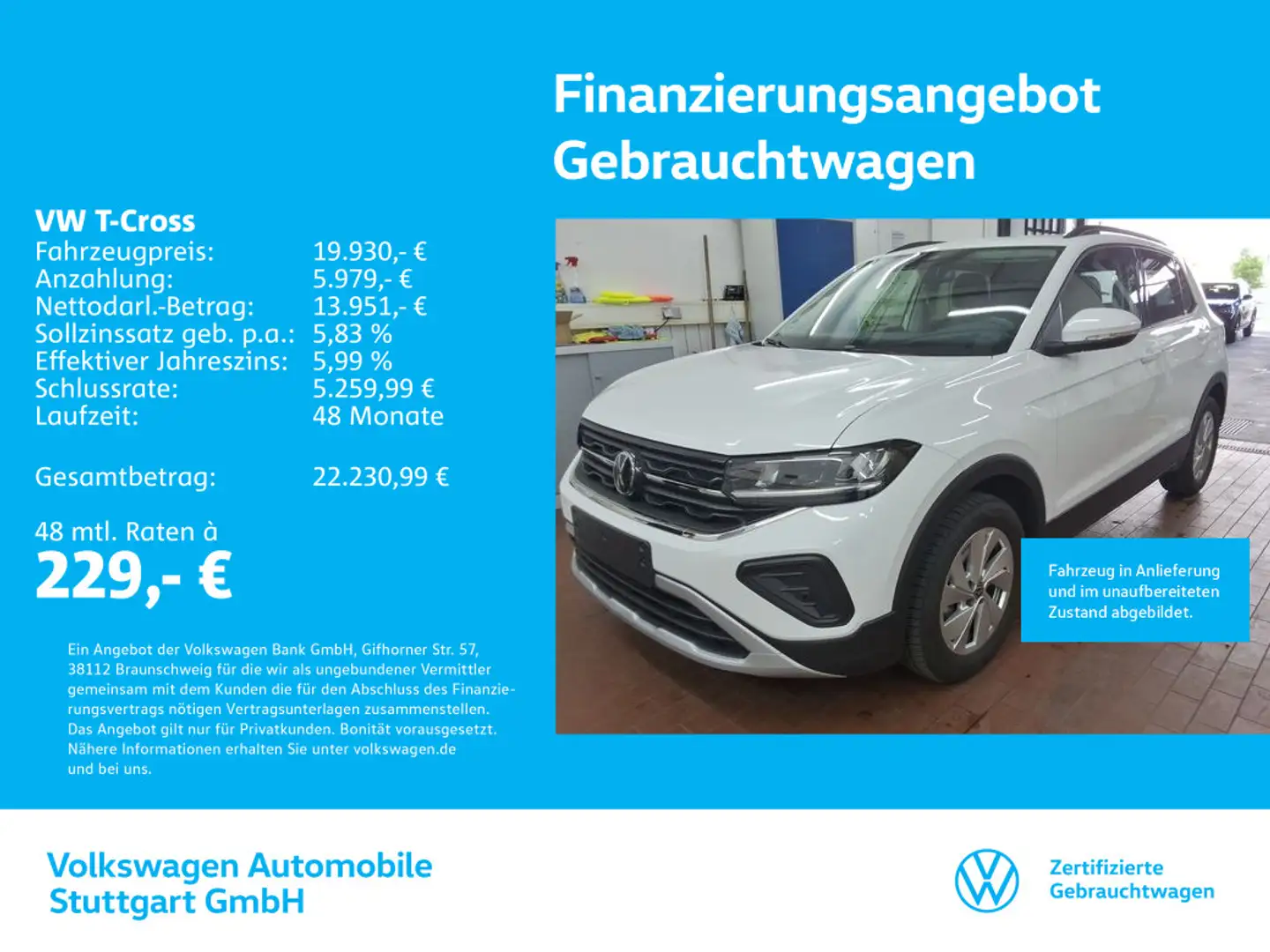 Volkswagen T-Cross Life 1.0 TSI Navi Tempomat Weiß - 1