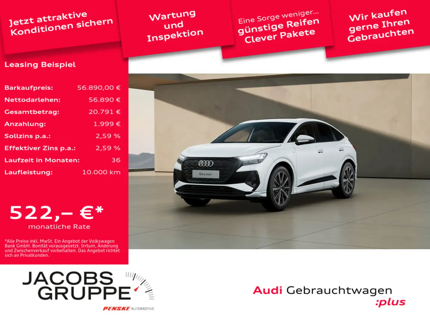 Audi Q4 e-tron Sportback 45 qu. 2xS line/Black/Pano/Sonos/Matrix/ Weiß - 1
