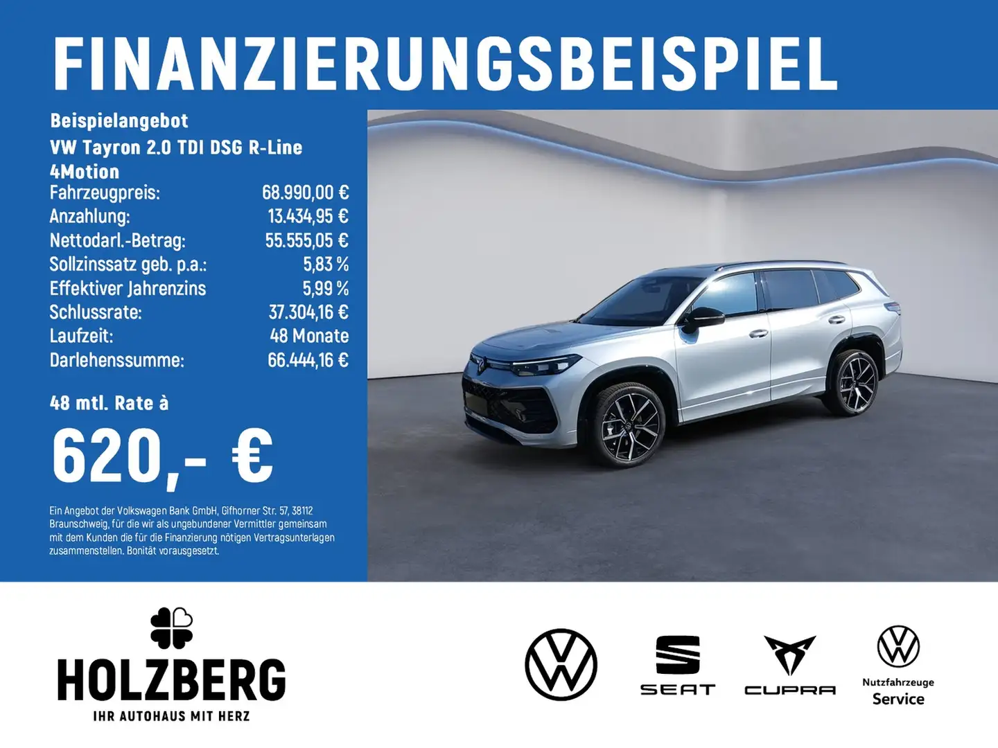 Volkswagen Tayron 2.0 TDI DSG R-Line 4Motion 7STZ+AHK+LEDER Argintiu - 2