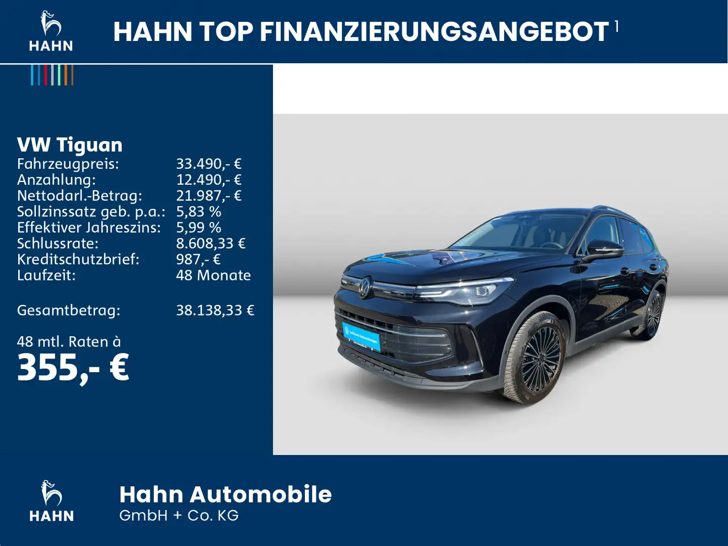 Volkswagen Tiguan 1.5eTSI Life LED AHK CAM Navi Sitzh Schwarz - 2