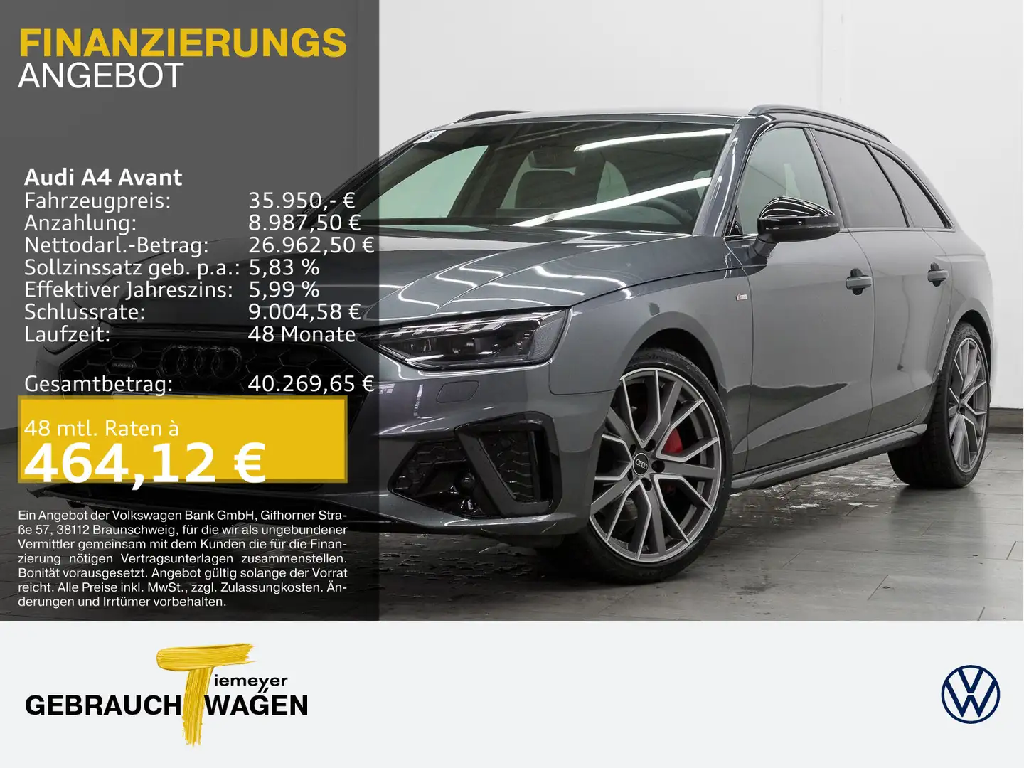 Audi A4 40 TFSI Q 2x S LINE LM19 KAMERA NAVI+ Gris - 1
