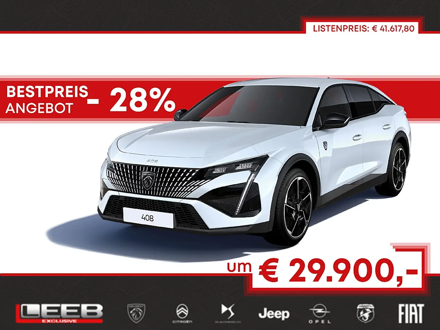 Peugeot 408 Hybrid 145 e-DCS6 GT inkl. 360° Vision Pack Weiß - 1