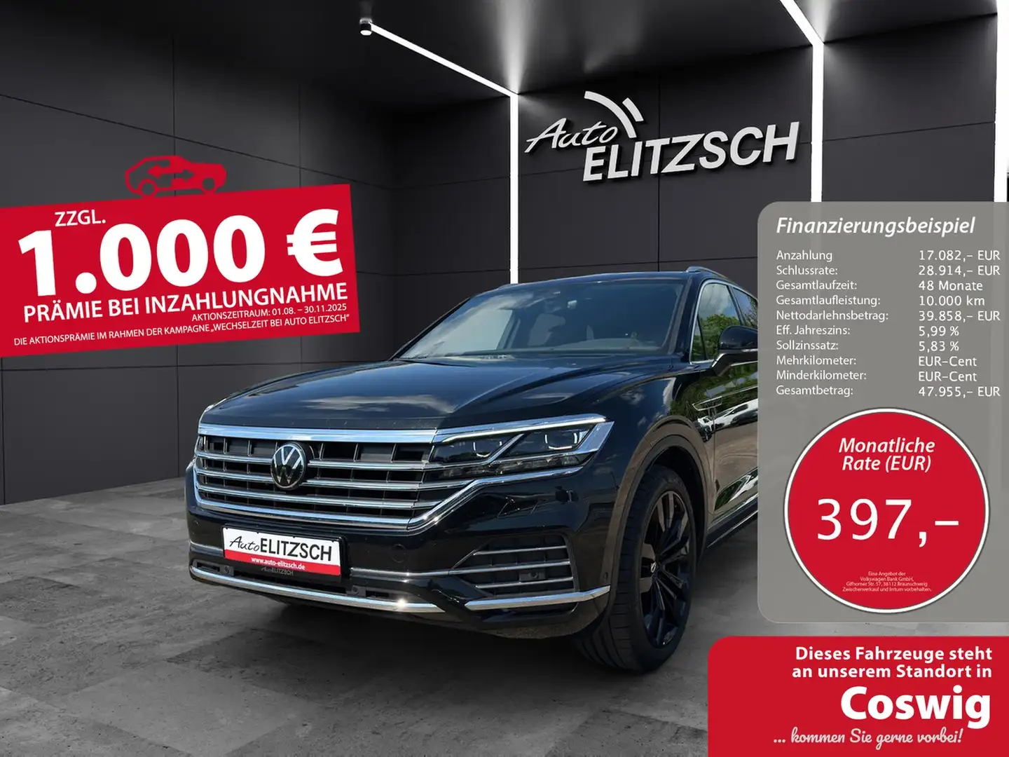 Volkswagen Touareg Elegance TDI 4M MATRIX Luft AHK Standhzg RFK Schwarz - 1