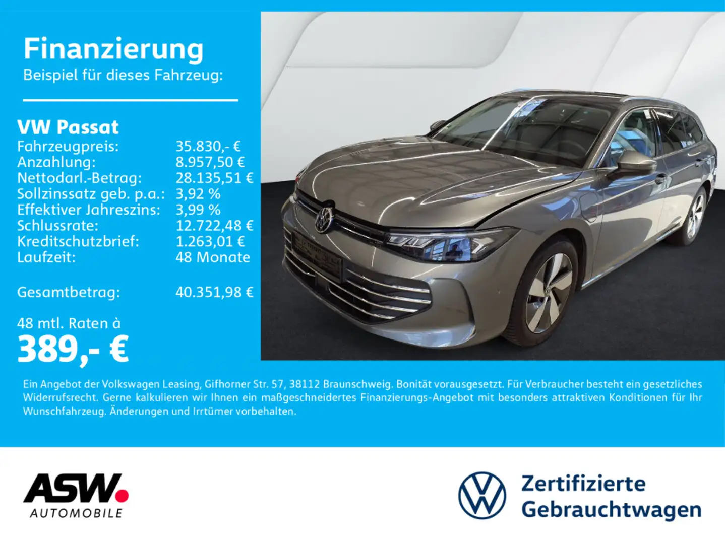 Volkswagen Passat Business 1,5 TSI eHybrid AHK Navi HUD RFK Grau - 1