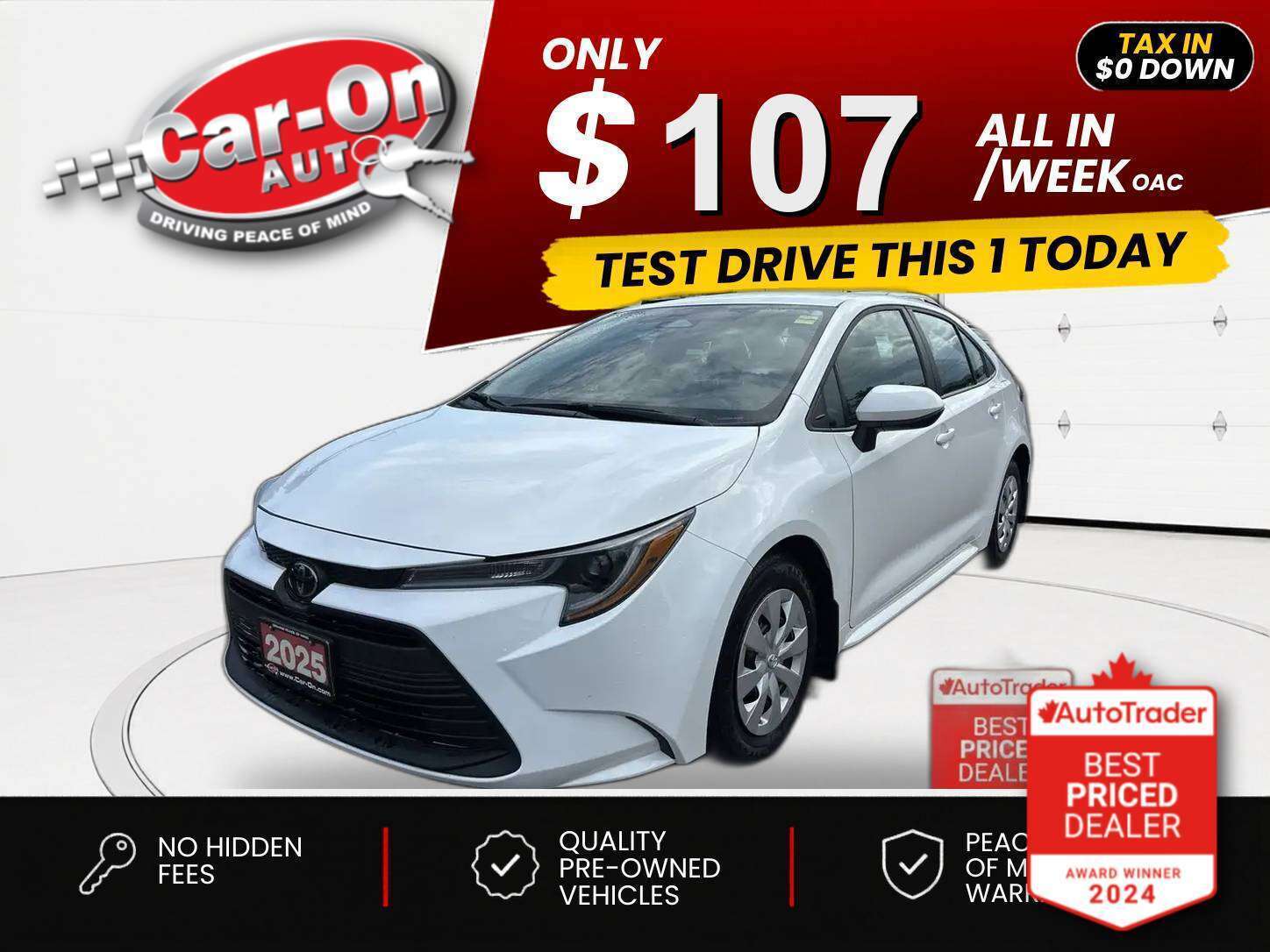 White 2025 Toyota Corolla Sedan Front-Wheel Drive Automatic