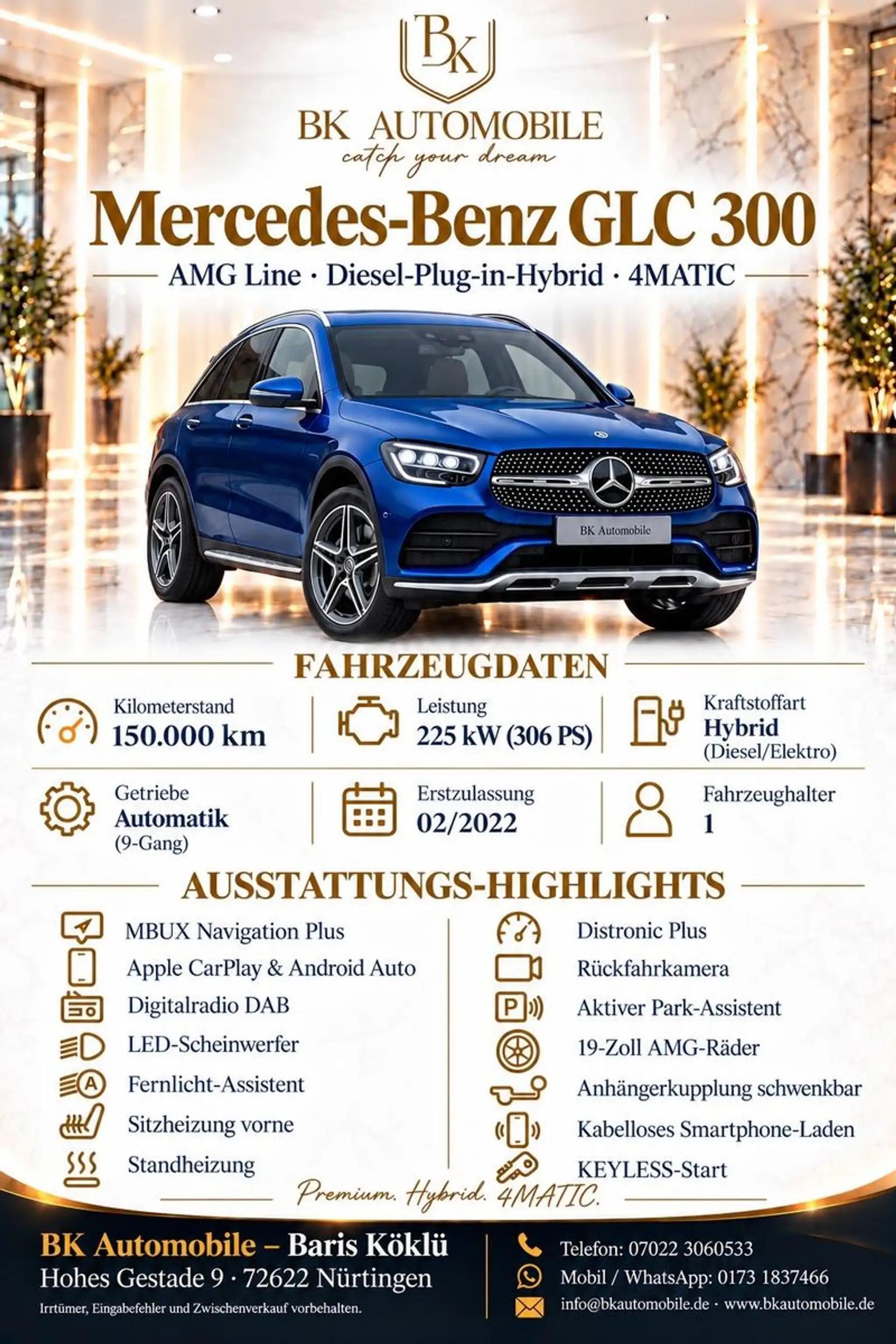 Mercedes-Benz GLC 300 GLC300de|4M|AMG|DISTRONIC+|AHK|MBUX+|Standhzg|