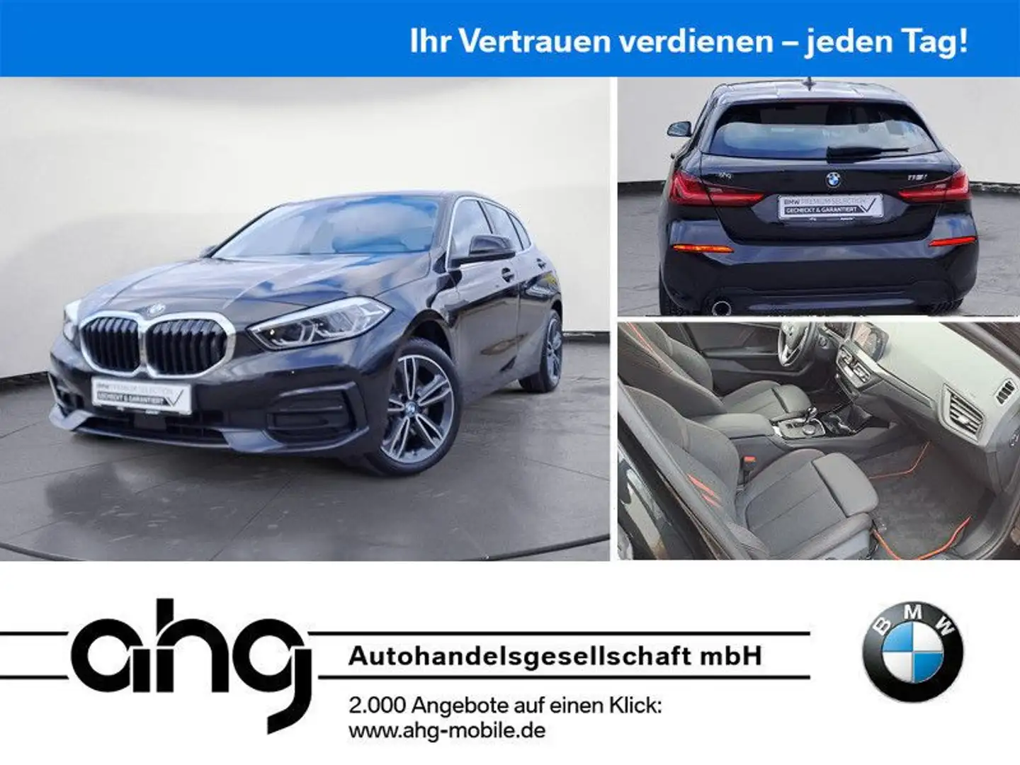 BMW 118 i Sport Line Aut. Navi Sportsitze PDC LED DAB Schwarz - 1