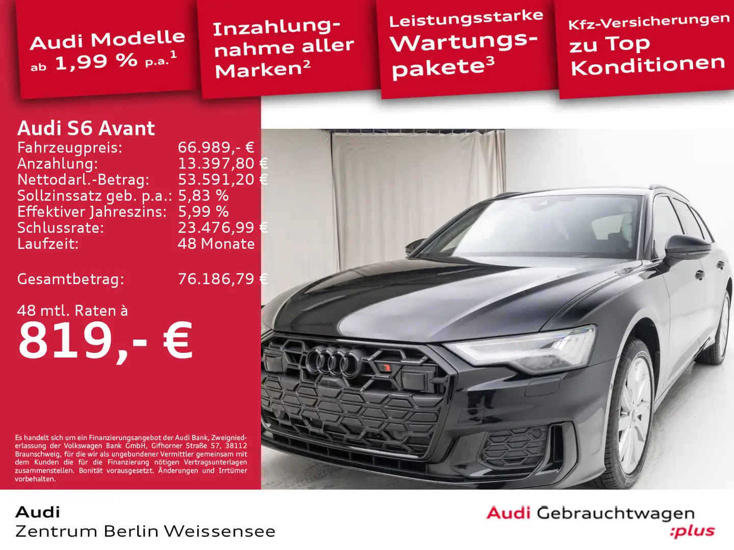 Audi S6 3.0 TDI TIPT*QU*MATRIX*STANDHZ*B&O*RFK* Schwarz - 1
