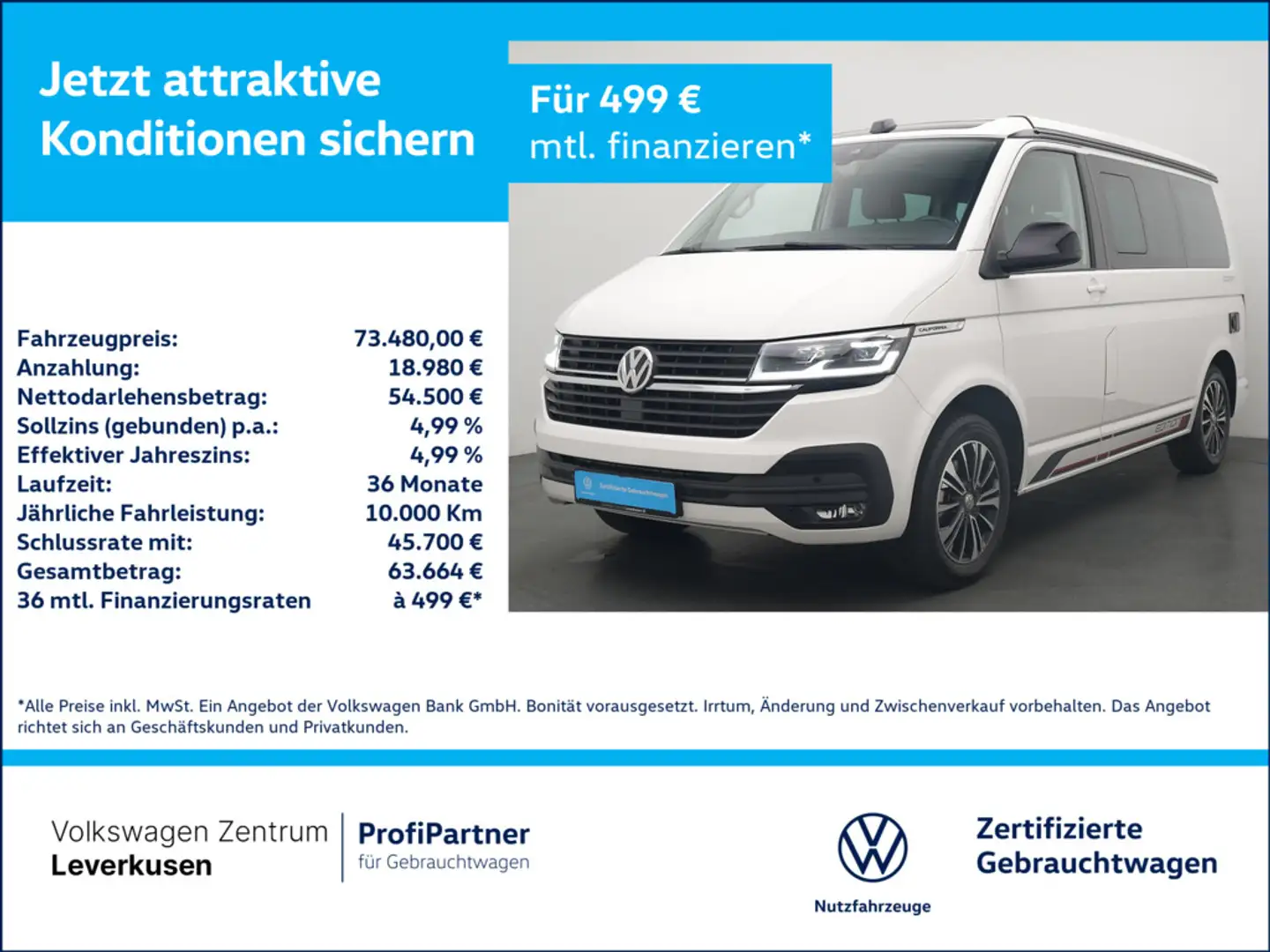 Volkswagen T6.1 California Ocean Edition DSG AHK LED KAM Weiß - 1
