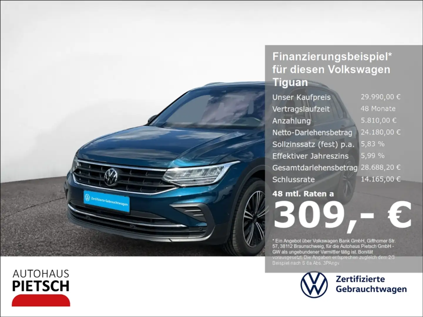 Volkswagen Tiguan 2.0 TDI Active AHK Keyless DigCockpit Blau - 1