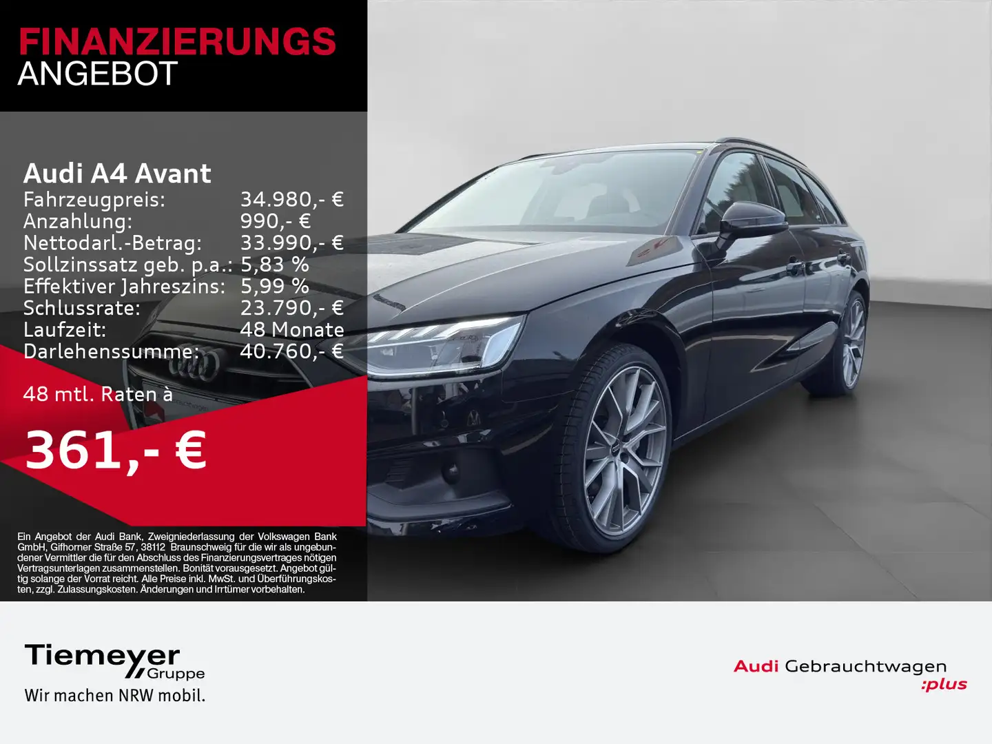 Audi A4 40 TFSI LM19 NAVI+ SITZHZ GRA AHK Negro - 1