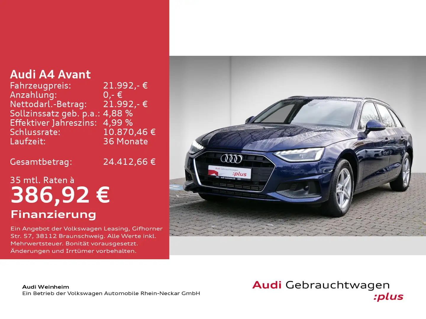Audi A4 35 TFSI Pano LED Kamera uvm Blau - 2