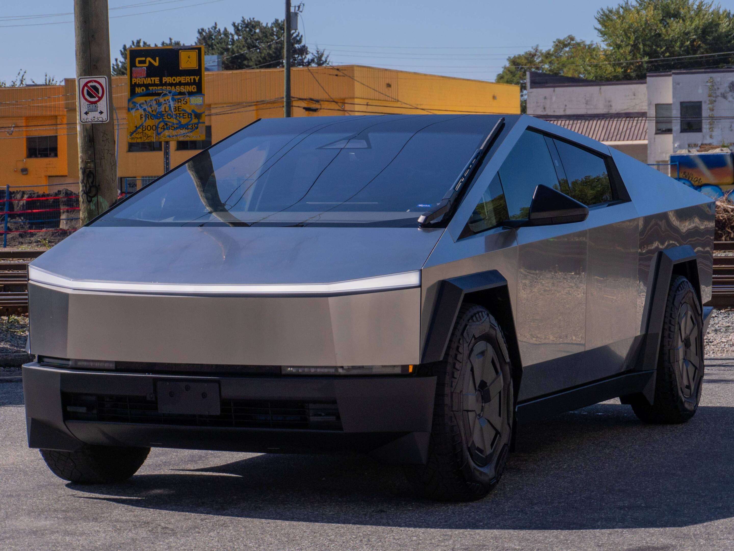 Gray 2025 Tesla Cybertruck Pickup Truck All-Wheel Drive 1-Speed Automatic