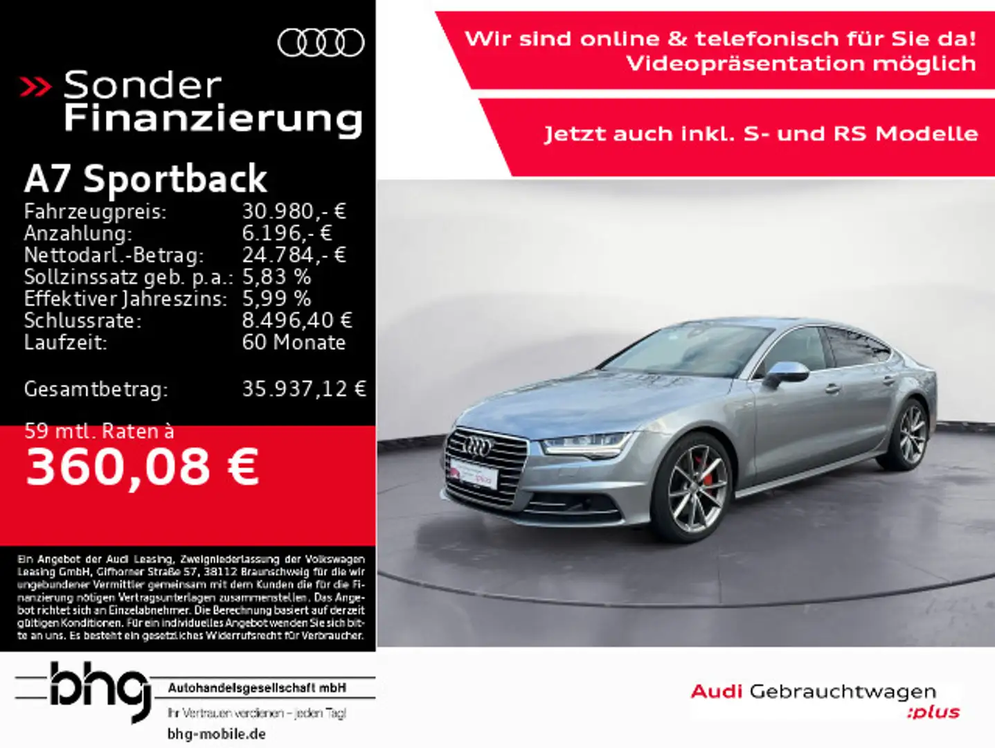 Audi A7 3.0 TDI quattro S-line LED/BOSE/Kam Grau - 1
