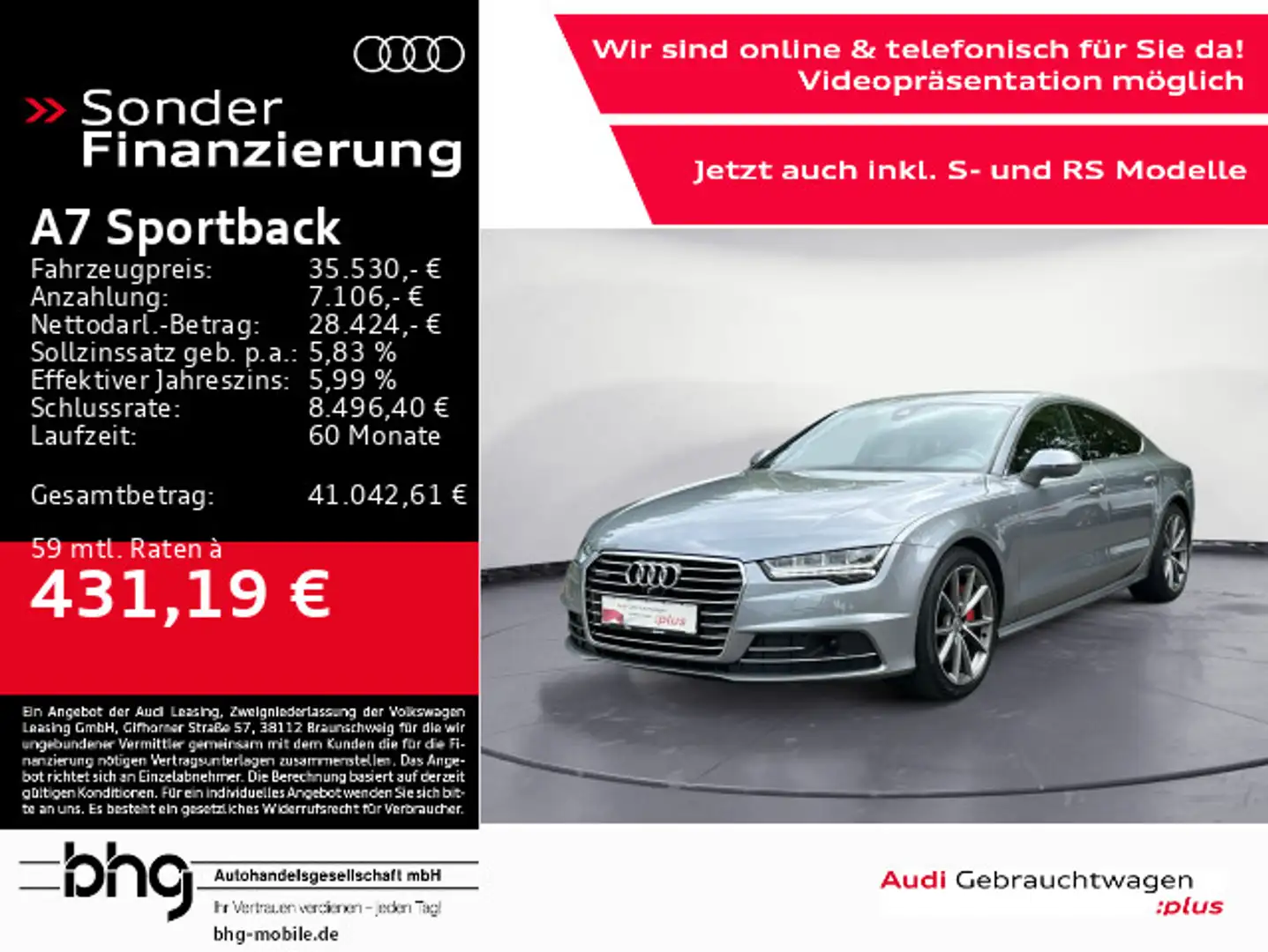 Audi A7 3.0 TDI quattro S-line LED/BOSE/Kam Grau - 1