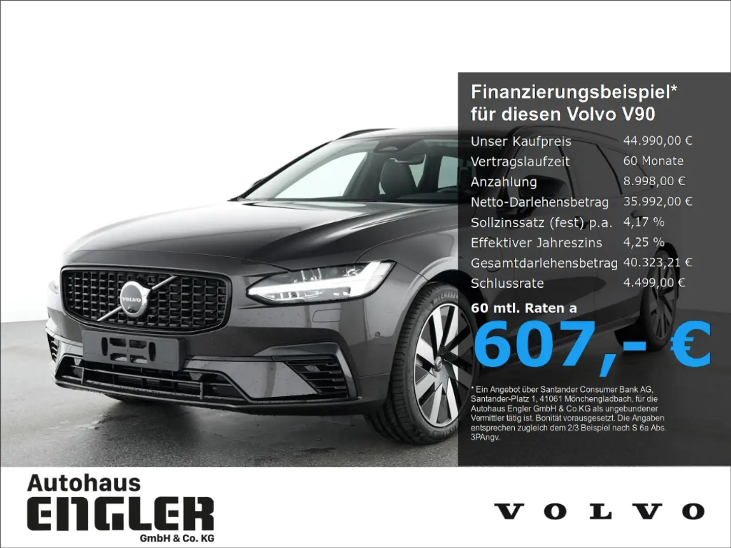 Volvo V90 T6 Plus Dark AWD Stdhzg. PanoDach 360° Cam Grau - 1