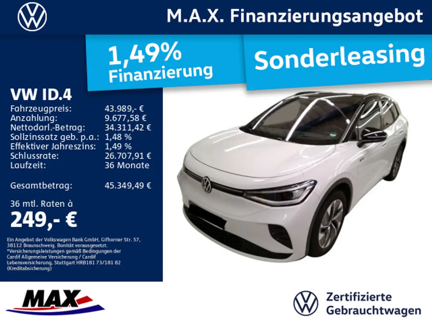 Volkswagen ID.4 GTX 4 MOTION IQ.LIGHT+AHK+AR HUD+PANO+NAVI+ Weiß - 1