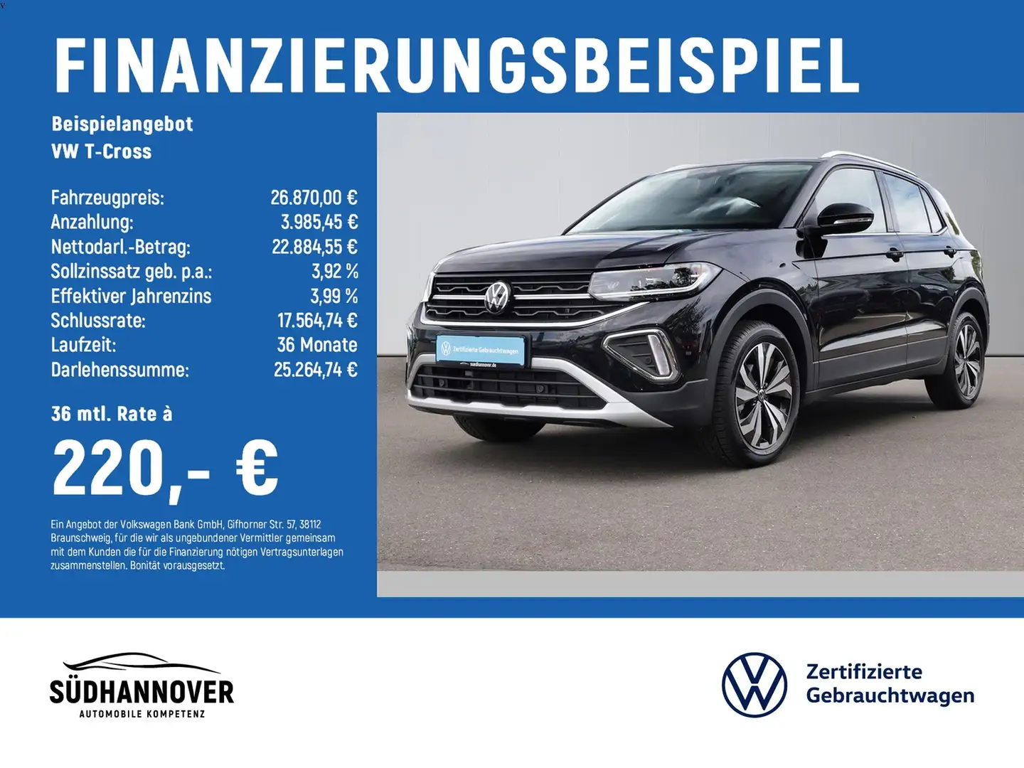 Volkswagen T-Cross Style 1.0 TSI DSG AHK+NAVI+LED+SHZ+PDC Negro - 2
