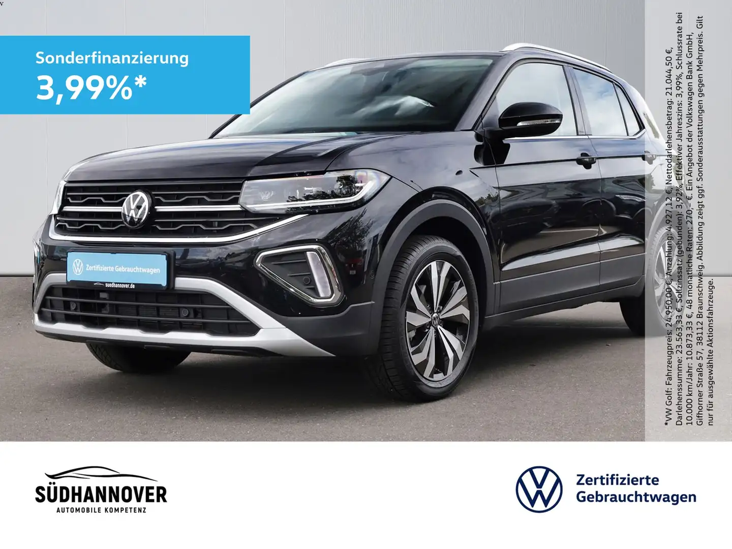 Volkswagen T-Cross Style 1.0 TSI DSG AHK+NAVI+LED+SHZ+PDC Zwart - 1