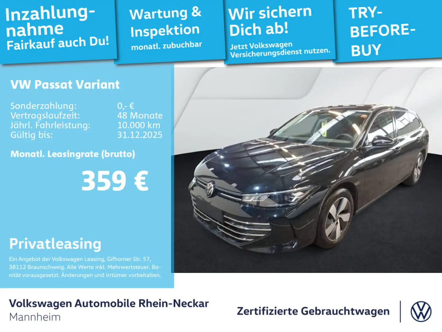 Volkswagen Passat Variant 2.0 TDI Business DSG Navi AHK Kam Schwarz - 1