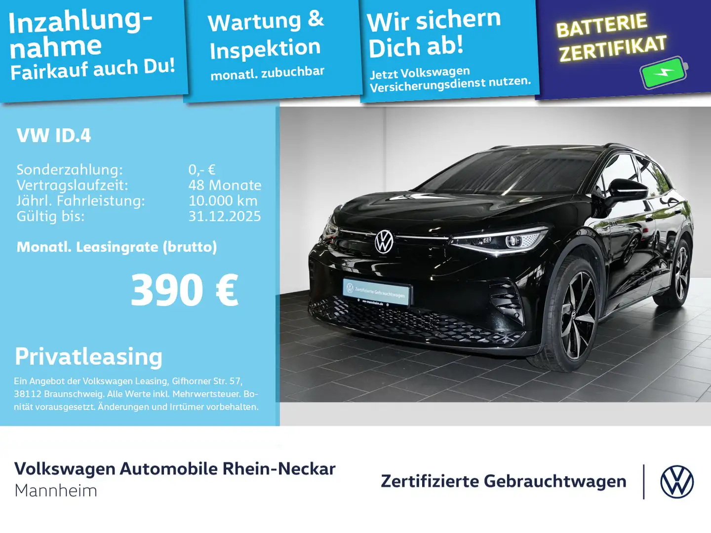 Volkswagen ID.4 GTX 4Motion 250kW GAR 2030 Navi PDC IQ Ligh Schwarz - 1