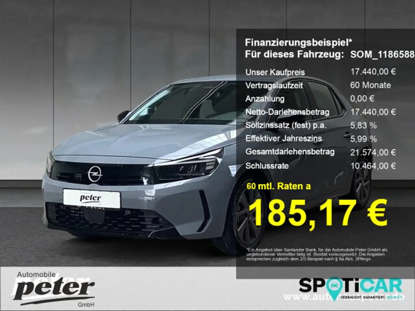 Opel Corsa Corsa F Edition 100 PS +SHZ+Klima+EPH+Alu+LHZ+ Gris - 1