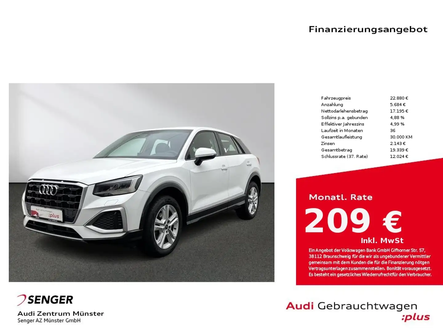 Audi Q2 30 TFSI MMI LED CarPlay Weiß - 1