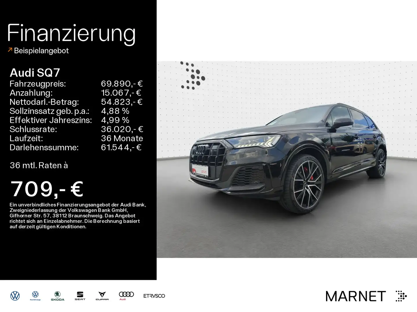 Audi SQ7 4.0 TFSI quattro*Navi*Matrix*Alu*AHK*HUD*B&O Černá - 1