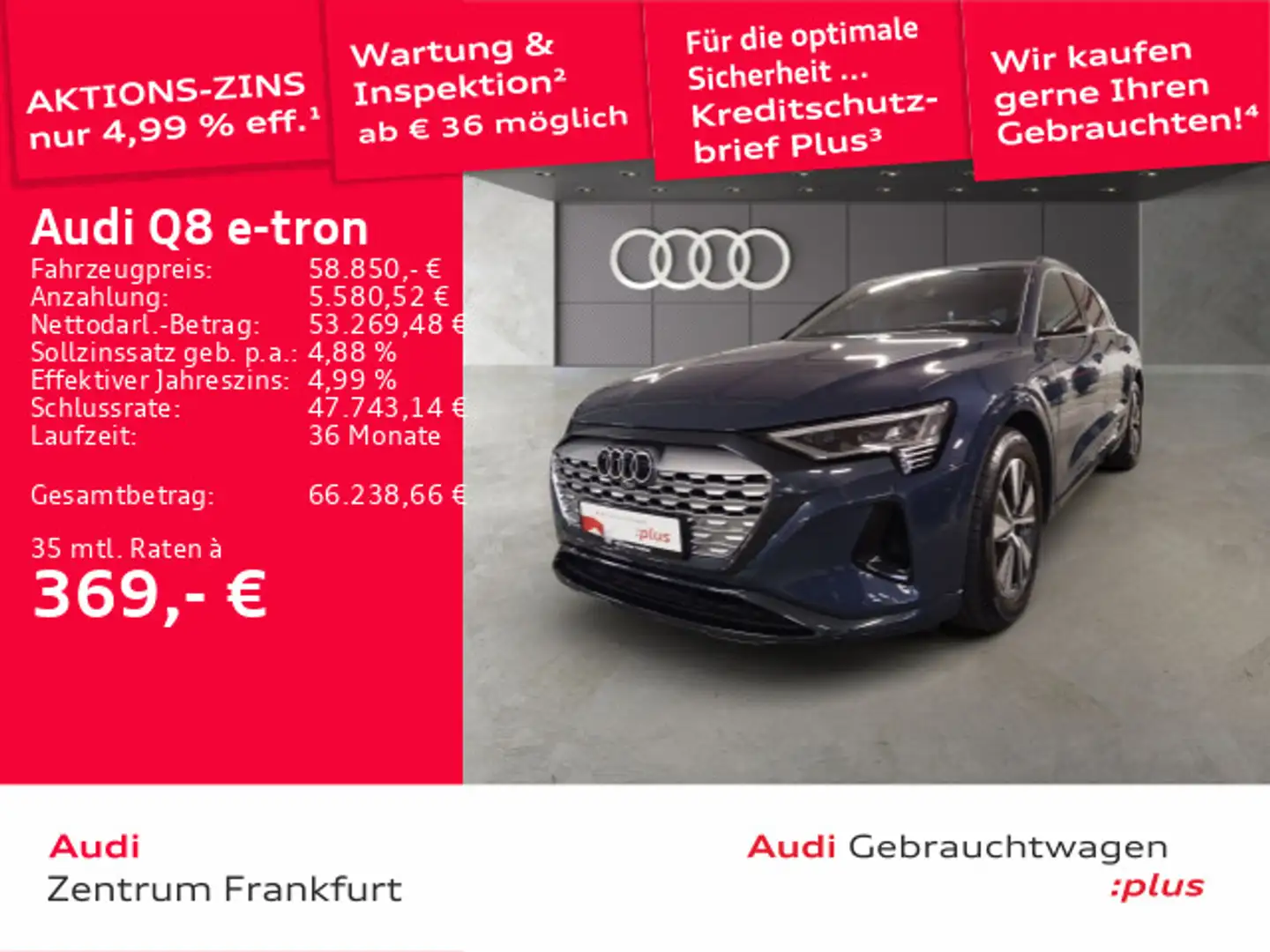 Audi Q8 e-tron 55 quattro advanced Digitaler Matrix-L Blau - 1