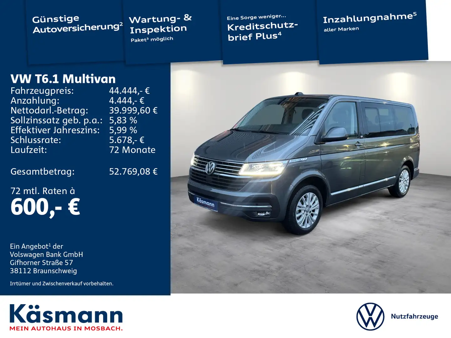 Volkswagen T6.1 Multivan Generation Six 2.0TDI NAVI ACC KAM Grau - 1