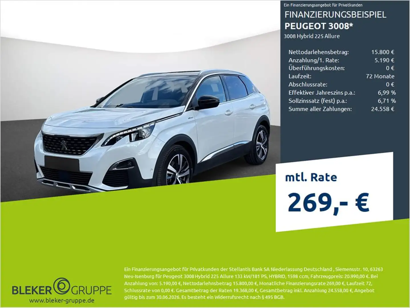 Peugeot 3008 3008 Hybrid 225 Allure Weiß - 1