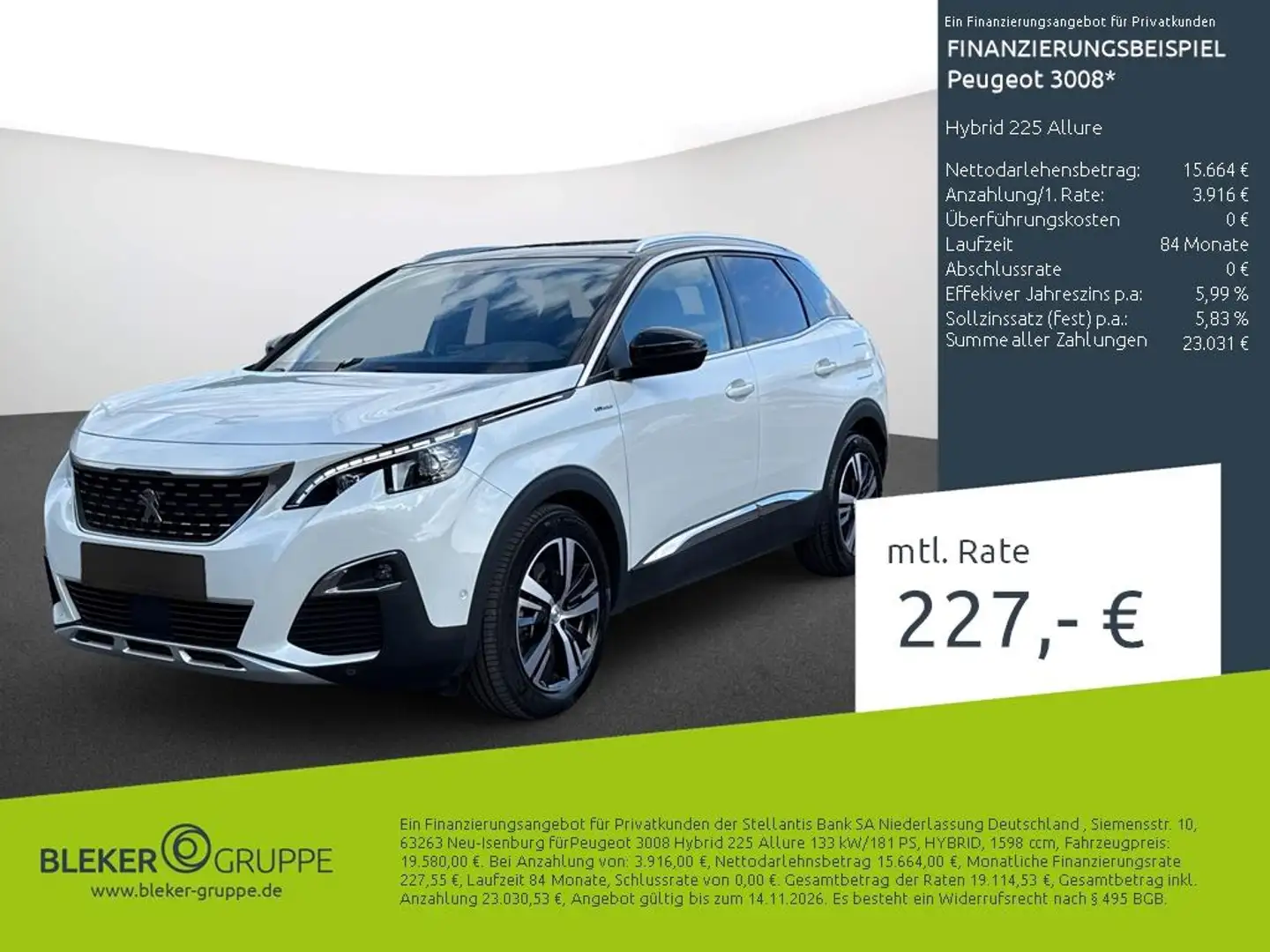 Peugeot 3008 Hybrid 225 Allure Blanc - 1