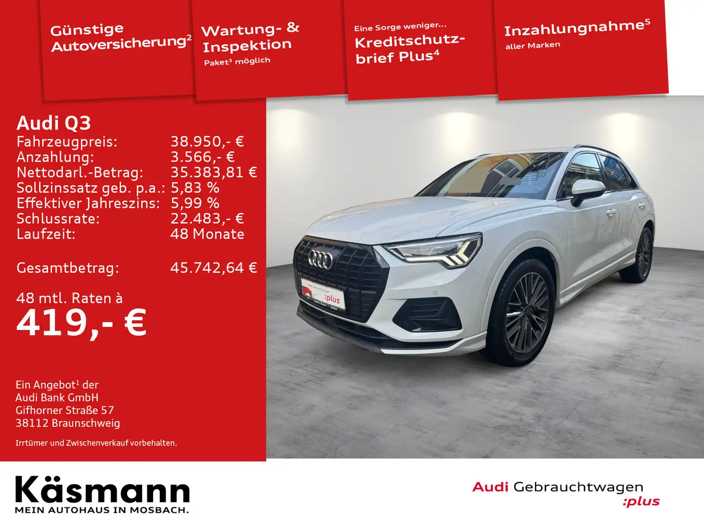 Audi Q3 advanced 35TFSI AHK LED KAM NAV SHZ PDC Weiß - 1