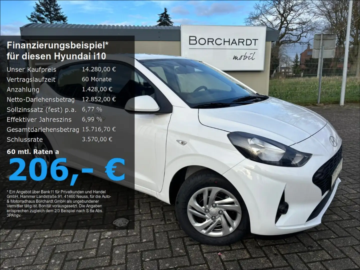 Hyundai i10 MY25 1.0Benzin 63PS 5-MT 2WDSelect,Navi,Lager Blanc - 1