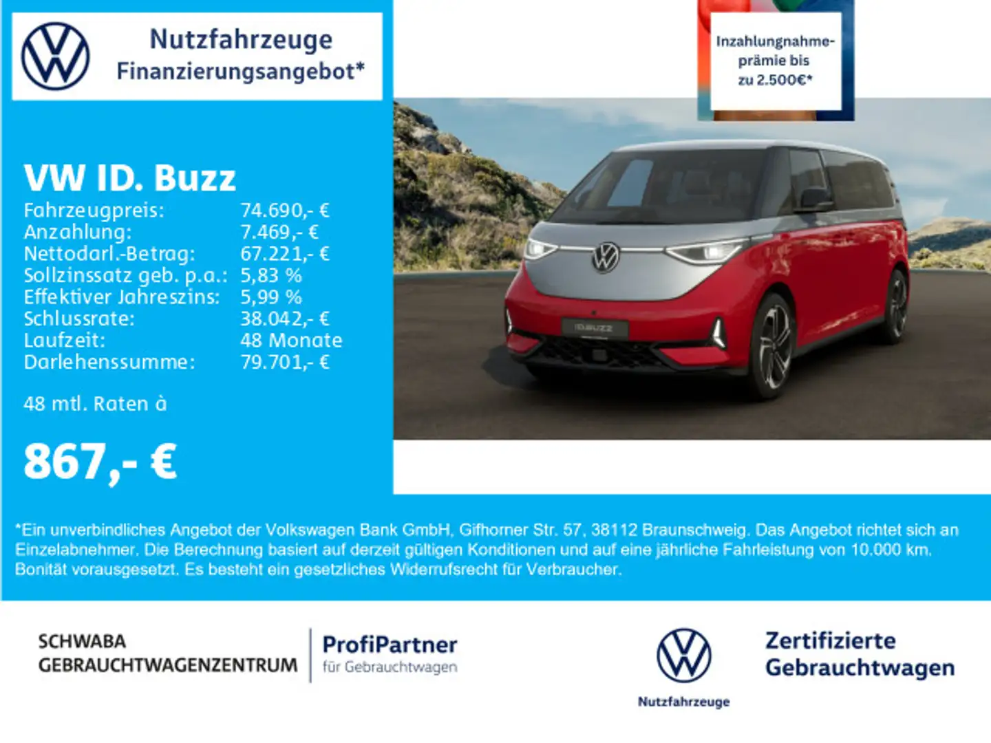 Volkswagen ID. Buzz ID.Buzz GTX LWB *6-sitzer*AHK*IQ.LIGHT*PANO*21'' Czerwony - 1