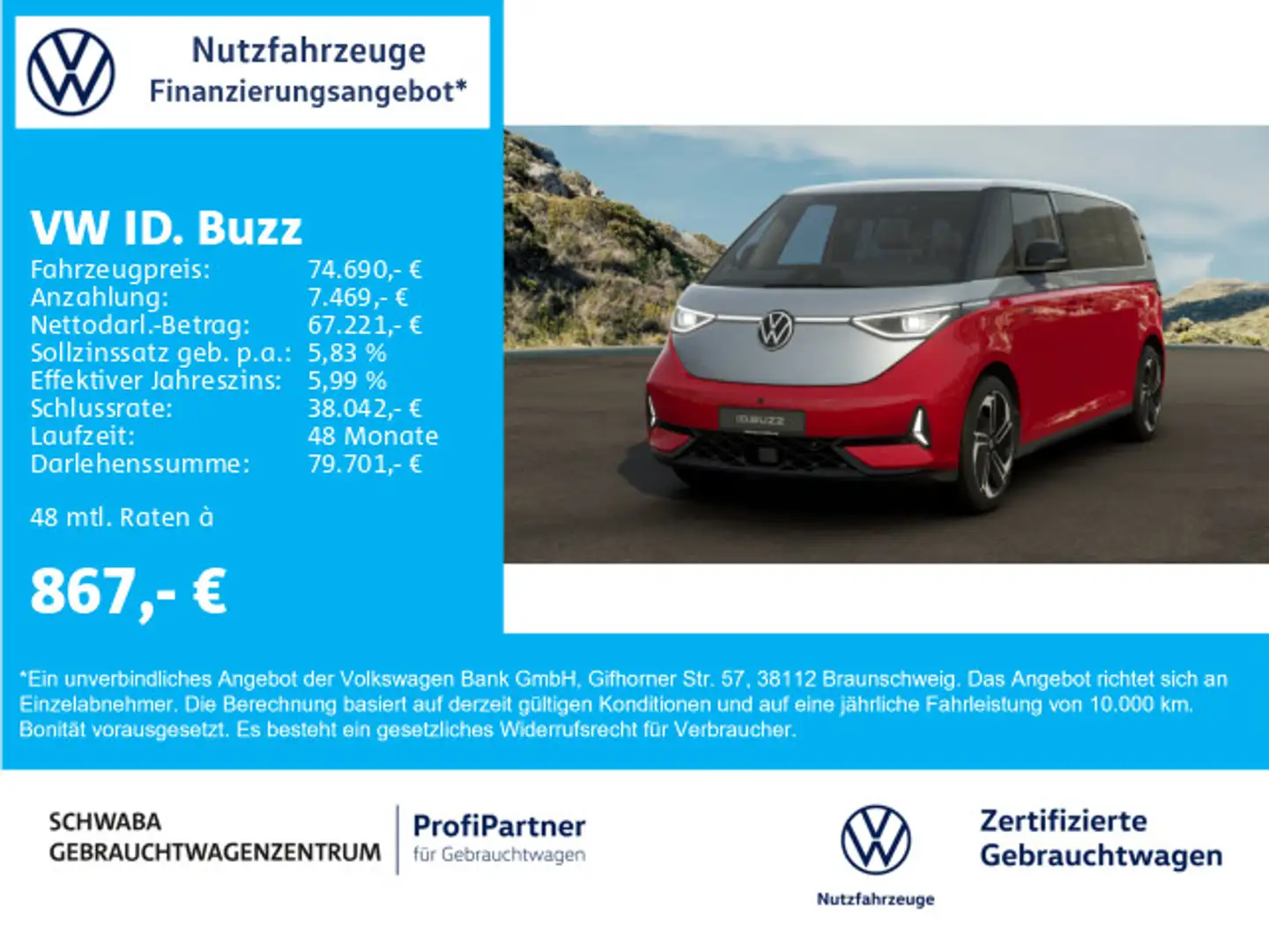 Volkswagen ID. Buzz ID.Buzz GTX LWB *6-sitzer*AHK*IQ.LIGHT*PANO*21'' Rojo - 1