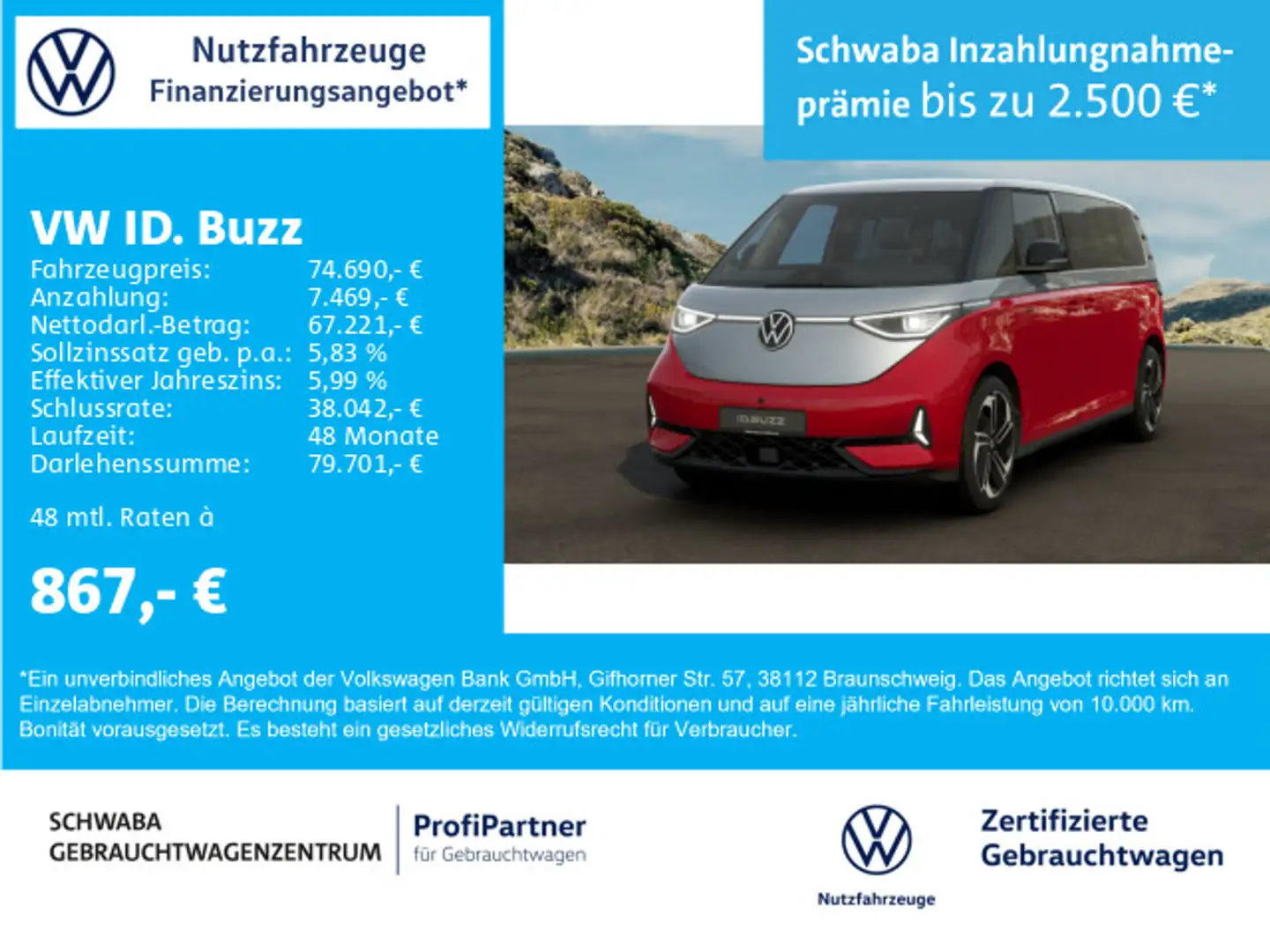 Volkswagen ID. Buzz ID.Buzz GTX LWB *6-sitzer*AHK*IQ.LIGHT*PANO*21'' Rot - 1