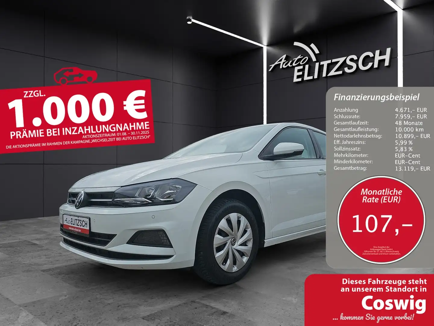 Volkswagen Polo Comfortline TSI SHZ PDC DAB+ WeConnect Klima Weiß - 1
