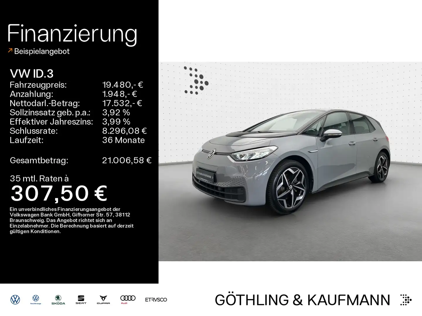 Volkswagen ID.3 Pure Performance City *NAVI*SHZ*19ZOLL*ACC* Grau - 1