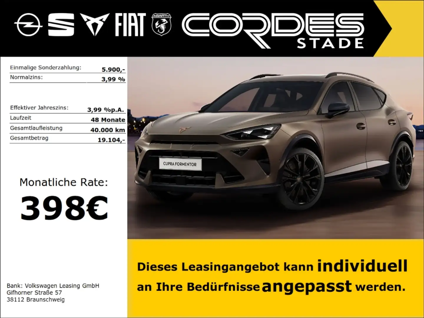 CUPRA Formentor VZ Black Edition 4x4 (333 PS) Sonderleasing! Liefe Bronze - 1