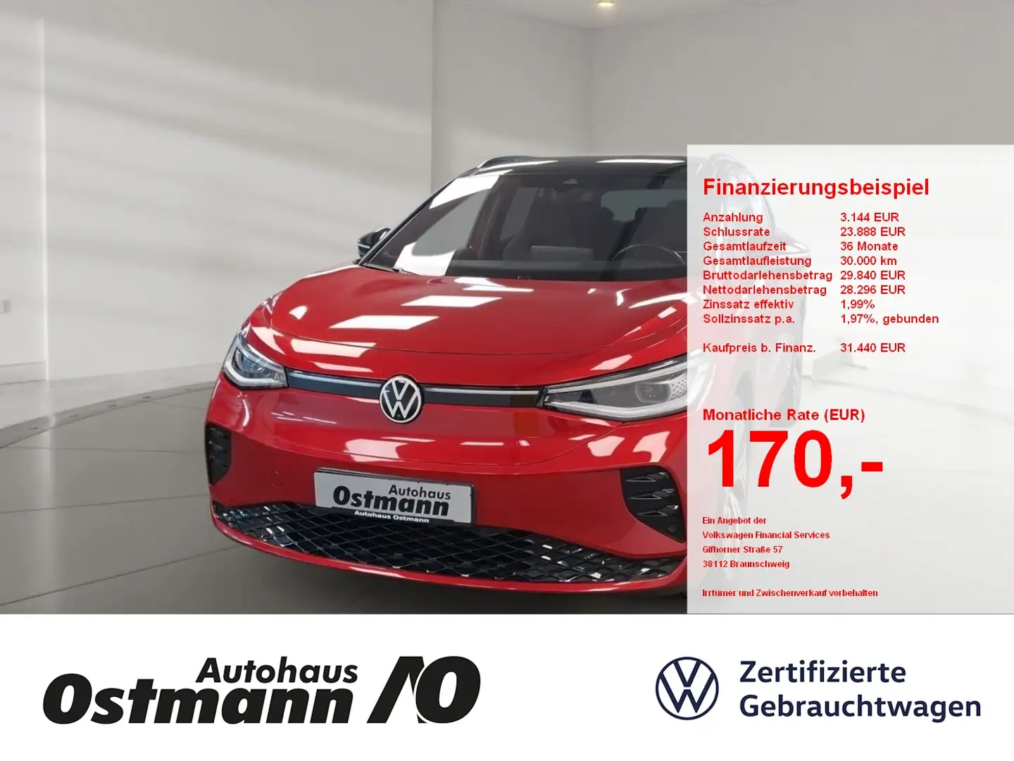 Volkswagen ID.4 4Motion GTX AHK 360° HUD Pano el.Heck Massag Rot - 1