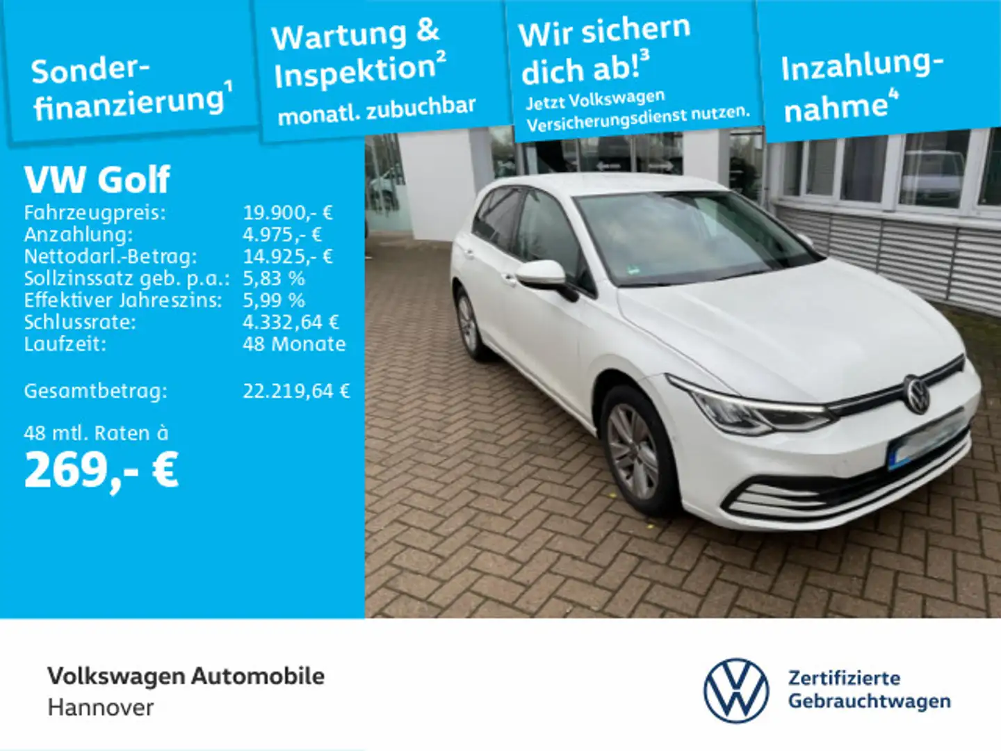 Volkswagen Golf VIII 1.5 eTSI DSG Life Navi LED DigCockpit Weiß - 1