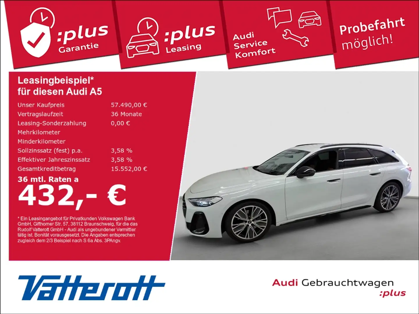 Audi A5 Avant TDI quattro S line Leder HUD Matrix B&O Weiß - 1