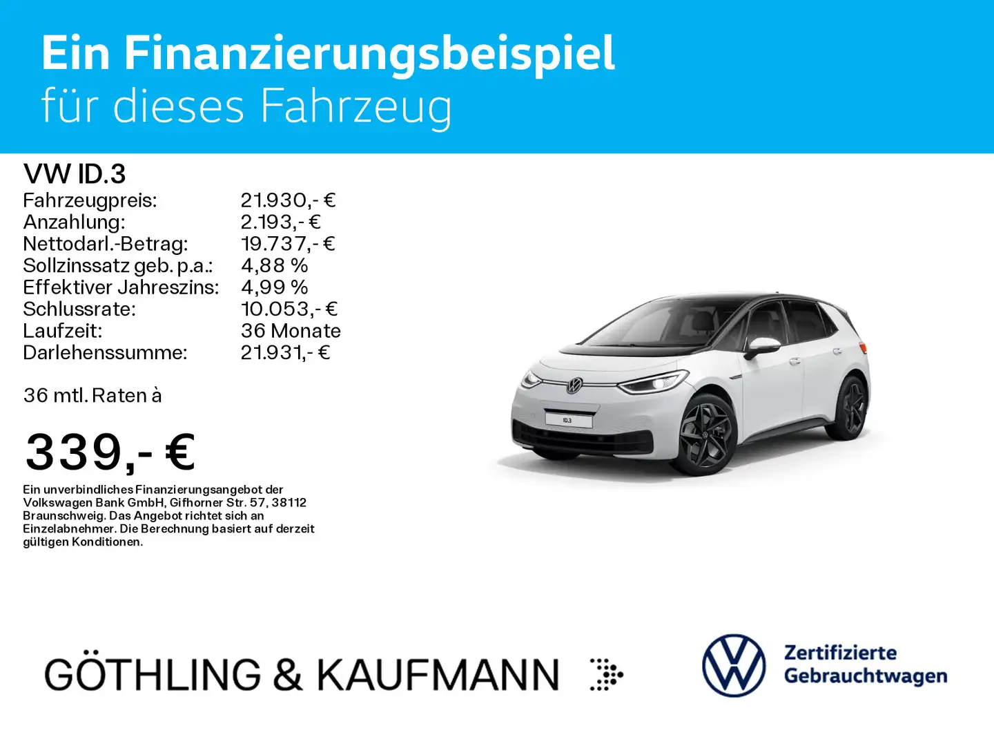 Volkswagen ID.3 Pro Performance Tech 150kW*NAVI*PANO*KAM*Wä Weiß - 2