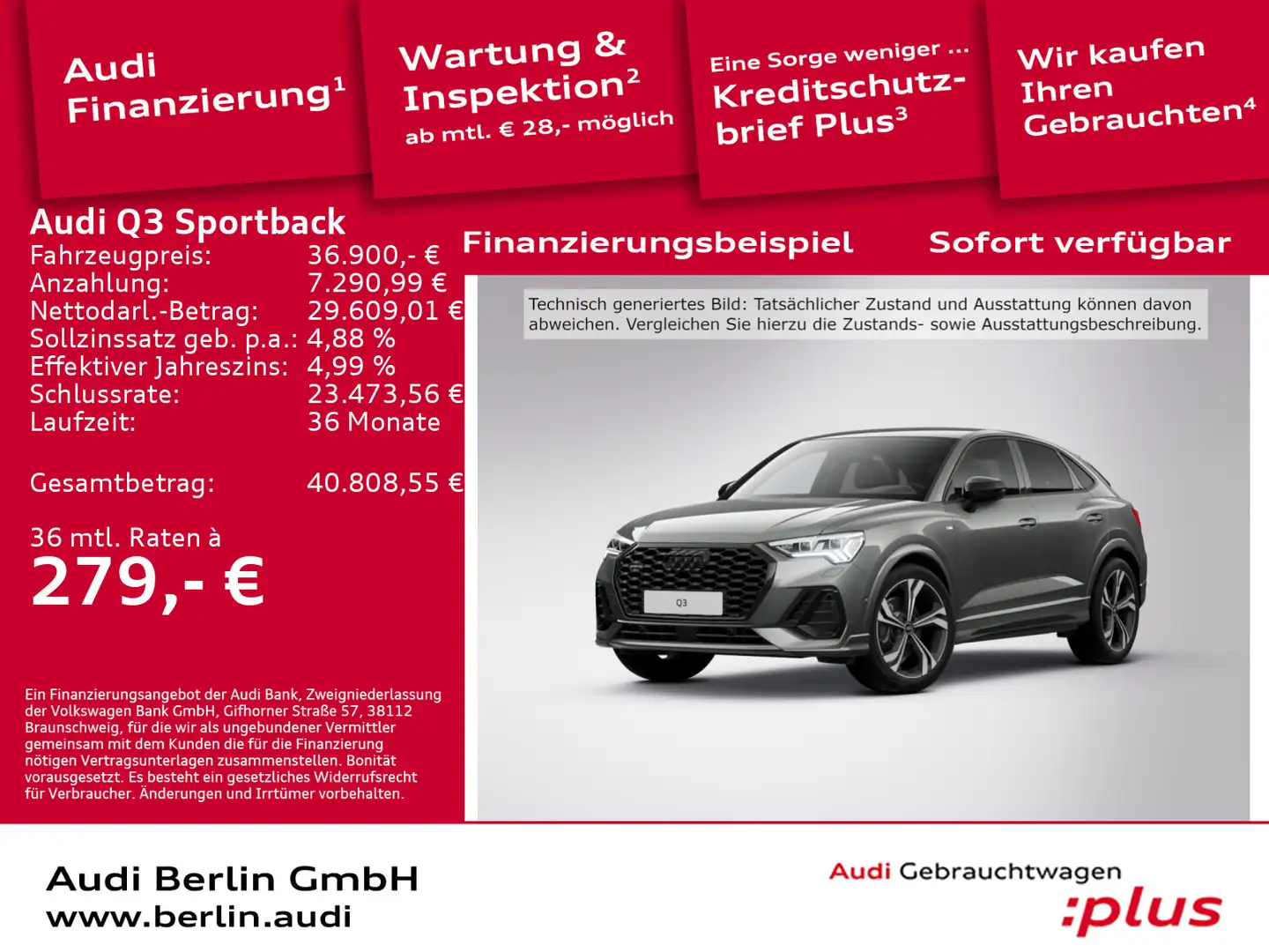 Audi Q3 S line 40 TFSI qu. S tr. RFK NAVI Grau - 1