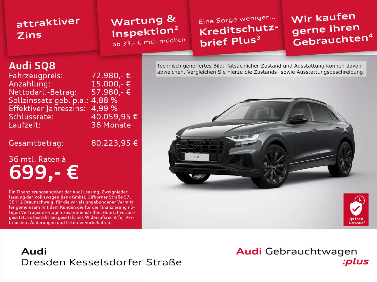 Audi SQ8 4.0 TFSI Q. B&O AHZV HUD HD-Matrix Kamera Pa Grau - 1