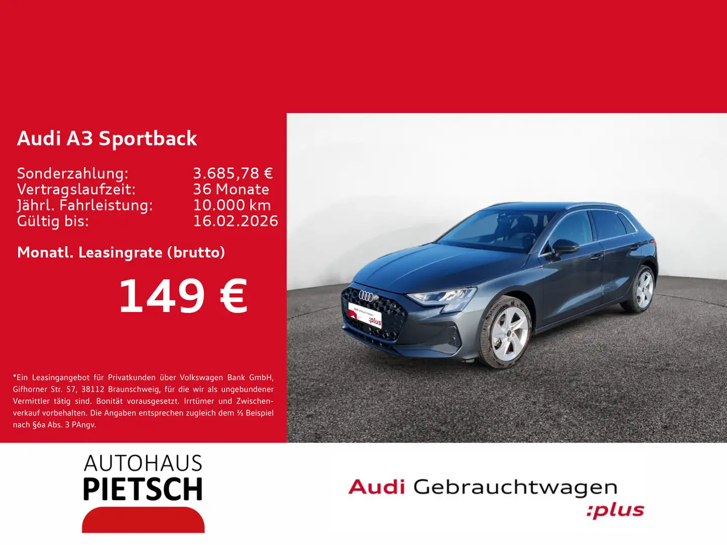 Audi A3 A3  Sportback 30 TFSI  S tronic DigCockpit Navi Grau - 1