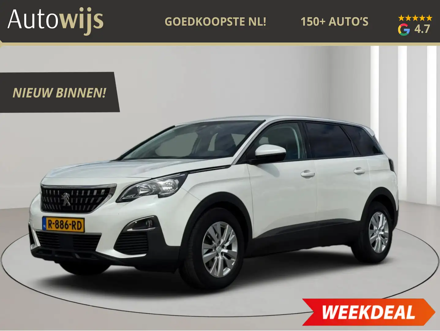 Peugeot 5008 1.2 PureTech GT-Line|54DKM|Trekhaak|7-Persoons Wit - 1